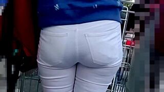 Butt in white jeans