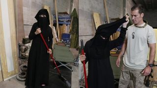TOUR OF BOOTY - Muslim Woman Sweeping Floor gets Noticed by Horny American