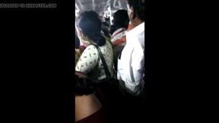 Large rear-end bitch groped in Chennai crowded bus