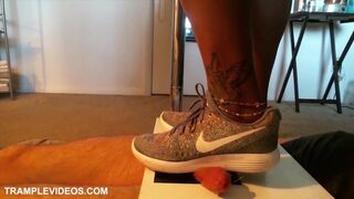Prick box crushing and trampled in sneakers until spunk
