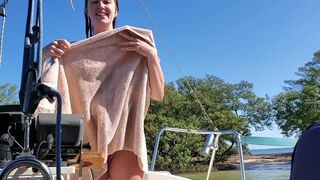 Ex-Wife taking a bath on sailboat