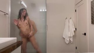 Steamy Glass Shower: Attractive Lovers on Vacation