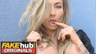 FAKEhub Pretty Blonde Michaela Isizzu Masturbation on her Balcony