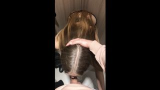 Quick oral sex and hand-job in the fitting room