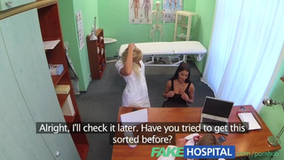 Fake Hospital Busty ravishing patient has her gigantic boobies oiled and examine