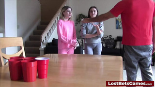 A cute game of strip pong turns hard core fast
