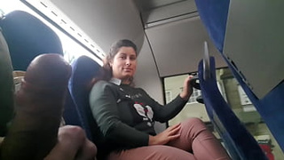 Exhibitionist seduces Milf to Lick & Jerk his Cock in Bus