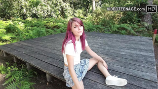 18 year hot lady outdoor with mini skirt