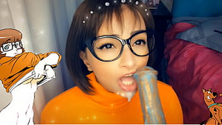 Velma & the Monster Cream pie - Velma BLOWING delicious Monster's Stick until it fills Leitinho's Mouth - Scooby Doo