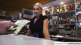 Super pretty Lenka gets screwed in pub and receives sticky cum-shot