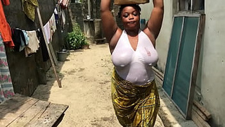 AT THE WELLSPRING, TRYING TO FETCH SOME WATER TO DO MY HOUSE CHORES. I BUMPED INTO MY NEIGHBOR WHO HAS BEEN WOOING ME IN THE COMPOUND. SEEING MY HUGE TITS DANGLING, GOT ATTRACTED AND POUNDED ME OUTDOOR