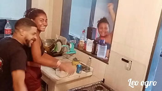 In the kitchen where all the bitching with Myllena Rios started