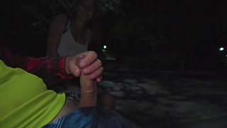 Dickflash in Night Park: Stranger teenager can't resist and makes jizz