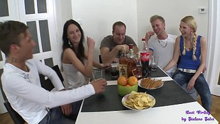 A lunch with friends turns into a fantastic orgy between pricks and pussies