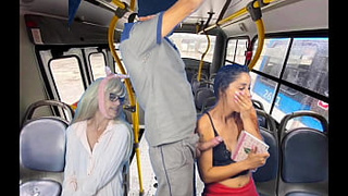 Worker takes out his penis and gropes women on the bus in public!