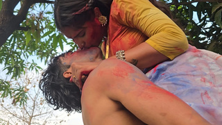 Sexy Indian Desi Lovers Holi Special Romance