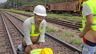 Workers had a attractive fuck with their boss during their lunch break