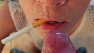Smoking after bj with Spunk in My Mouths