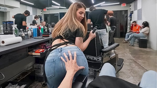 Groping the Kinky Fresh Cleaner’s Butt in the Barbershop - PervTeen