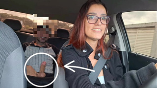 Married woman and delivery driver catches passenger masturbating from ass!
