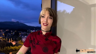 Oney, a gorgeous nasty skank, offers 2 schlongs for her behind
