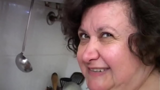 Chubby grandmother masturbate with broomstick