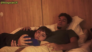 Watching a sex tape with my stepfather and I accidentally swallowed his wang (they almost discovered us)
