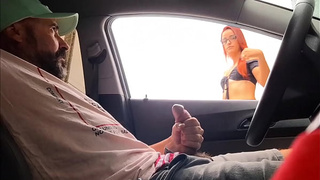 I stopped my car on the street and asked a sexy red-head for directions and took my wang out!