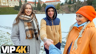 SWAP4K. A Sunday walk ended up as having a sexy whore with in our bed, it was her first threesome