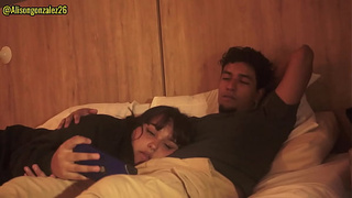 Watching Netflix with my stepsister but I couldn't help but put my cock in her mouth, they almost discovered us!!