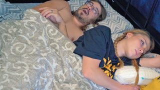 I agree to share a bed with my stepfather, and he rides me in the booty under the covers