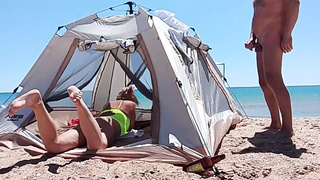 On the beach, a stranger creamed on my face