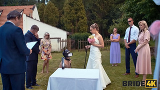 BRIDE4K. Blonde bride with natural melons enjoyed a good fuck on her dirty wedding