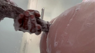 Mom left the house, and she couldn't wait - stepdaughter's fantasy became real when stepdad's big 12-inch BBC slid into her tight hole, giving her hard anal she secretly craved, moaning under the cute shower water.