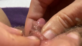 Massive clit cumming closeup