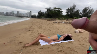Babe Can I Spunk On Your Breasts? - Public Dick Flashing On The Beach