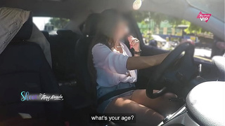Charming wifey without panties asking for directions and letting the stranger touch her