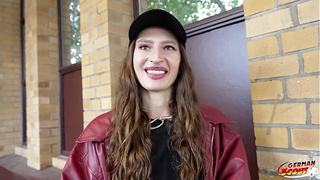 GERMAN SCOUT - Slim Ukrainian Skank Mari Moon accidentally spunk in eye at Pick Up Casting Fuck in Berlin