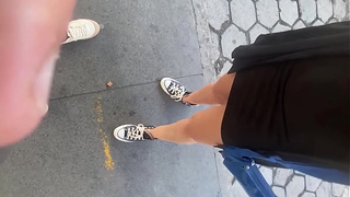 She SHOWS OFF in the street without underwear! And on PUBLIC TRANSPORT (bus)