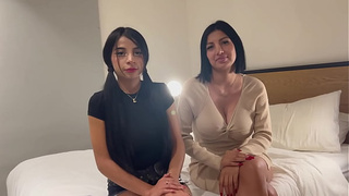 19 Year Mature Youngster with Monstrous Natural Boobs Brings Stepmom to Her First Porn Casting