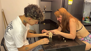 My stepmother with a very gigantic booty makes a bet with me and I cheat to fuck her good.