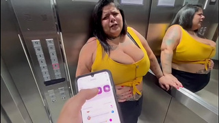 I controlled her toy at the entrance of the building (continuation from the bar).