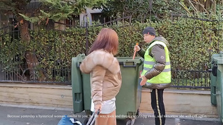 A homeless hubby helped an elite milf carry her suitcase and hammered her!