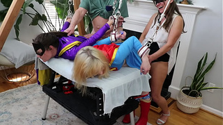 Batgirl and Supergirl forced climax