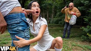 VIP4K. Past due? This sleazy brunette knows how to solve this