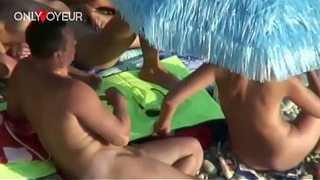 Beach Secretly watching. Hard core group-sex in a beach swingers camp
