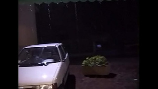 A blonde chick swallows everyone off on the street