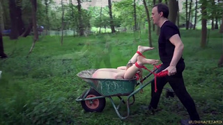 Ball gagged and dildo snatch smashed giant titties blonde is banged merciless