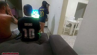 I had to have sex with my hubby's friend because of a bet, but I got turned on and ended up having a threesome with both of them.