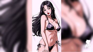 Nasty chick shaking her butt and giving her BF a hard-on (IA Generated)